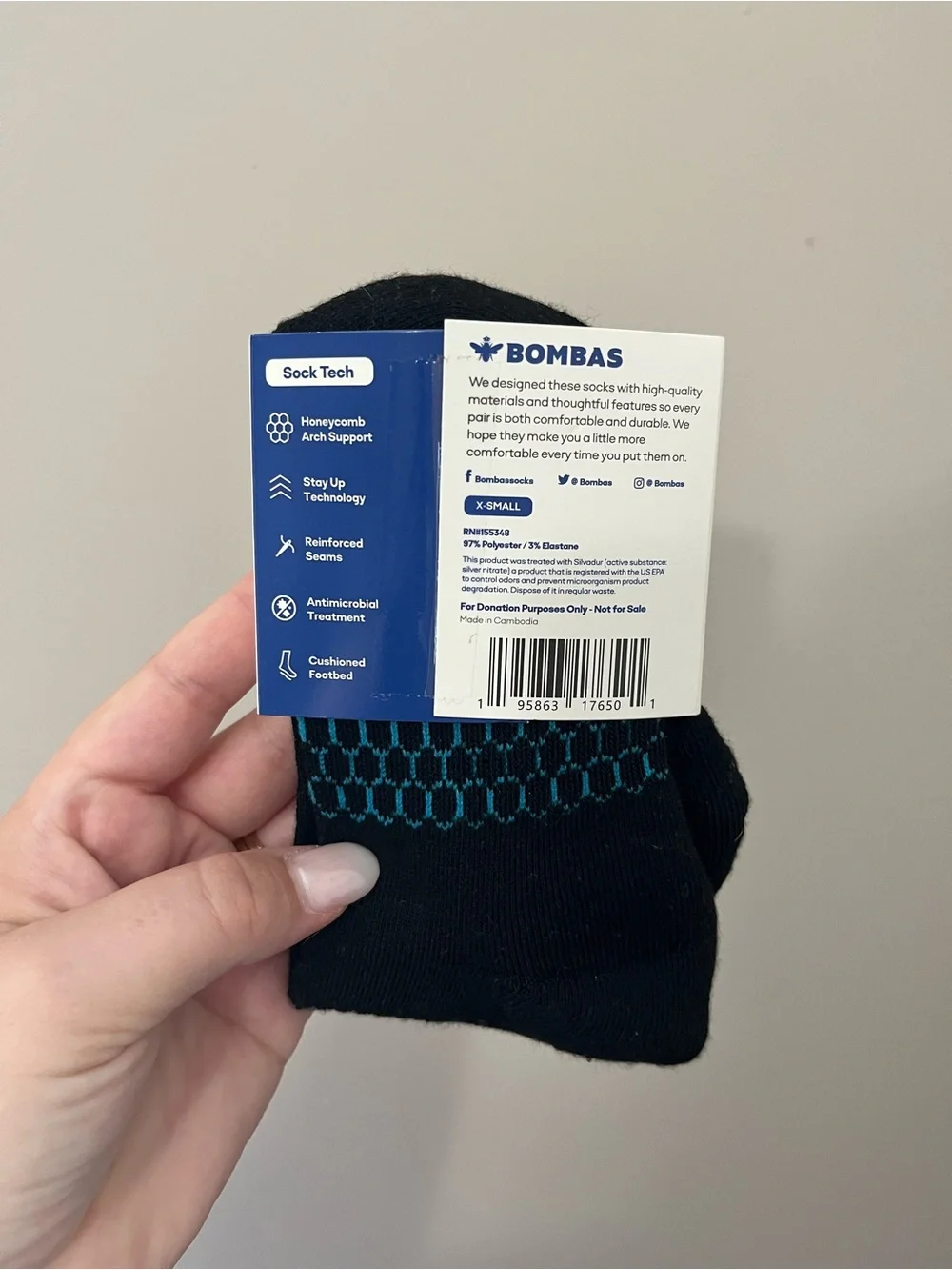 Bombas Black Ankle Socks with Lime Bee Logo